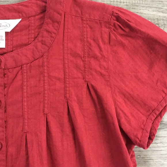 Northern Reflections - Cotton Button Front Top - Red - Picture 3 of 5